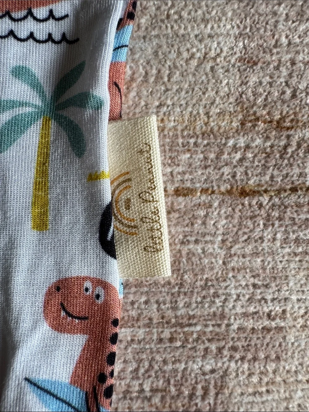 Little Peanut Baby One-Piece Zip Up Pajamas with Teal Trim and Dinosaur Print